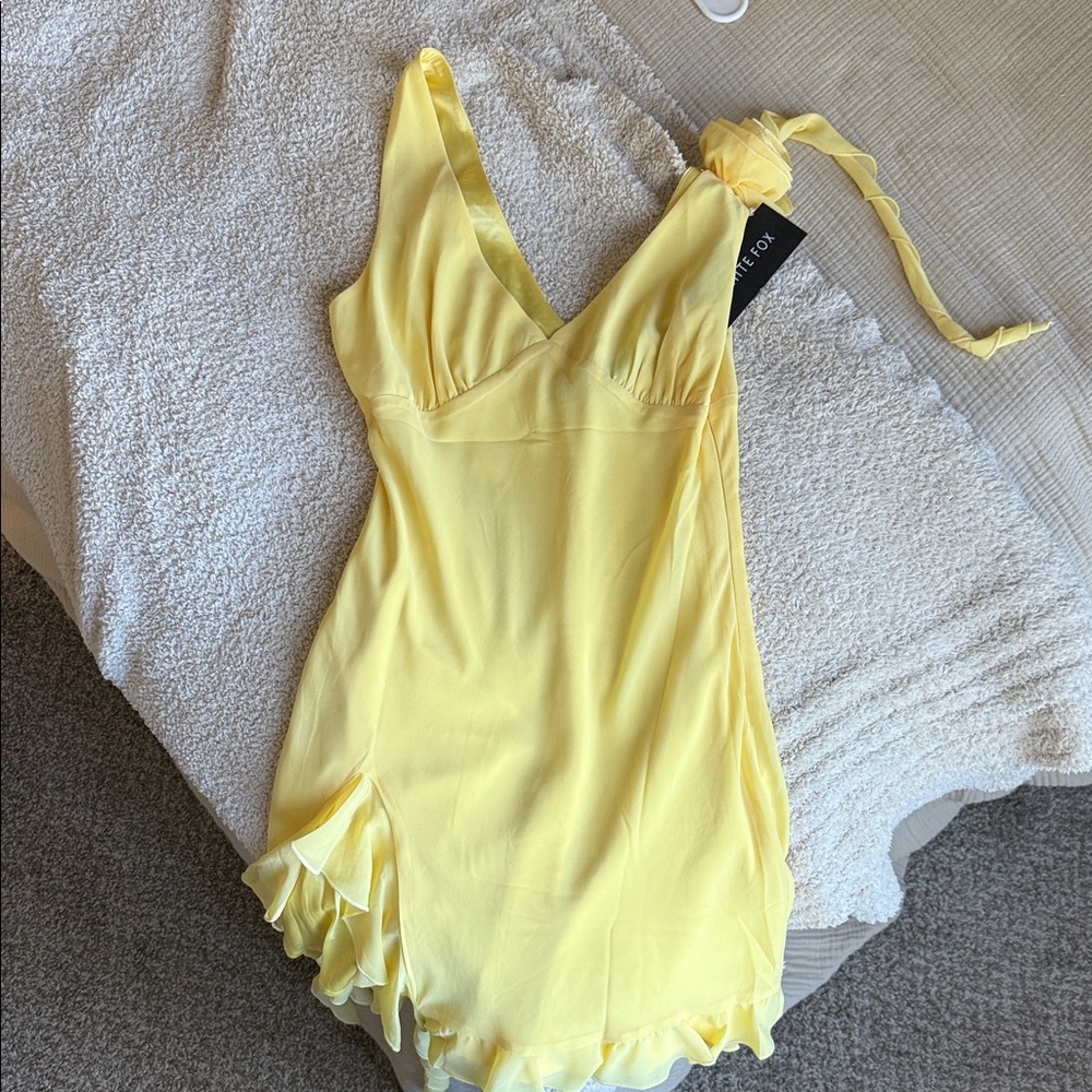 White Fox Boutique Yellow Asymmetrical Dress